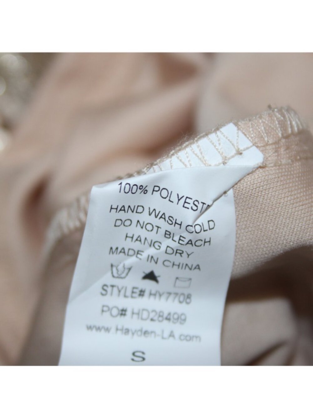 Hayden Dress Sz S Tan Gold Sequin Lined Pockets 100% Polyester Dress - Picture 7 of 10